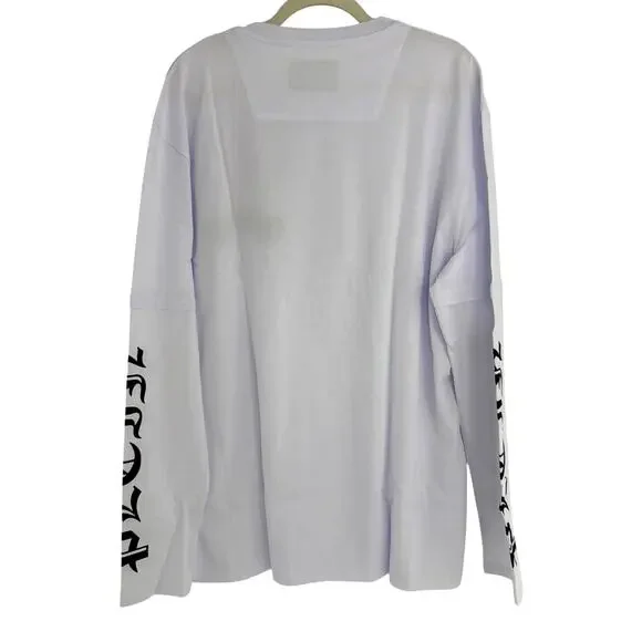Philipp Plein Men's White Banner Embroidery Double Sleeve T-Shirt Size XXL